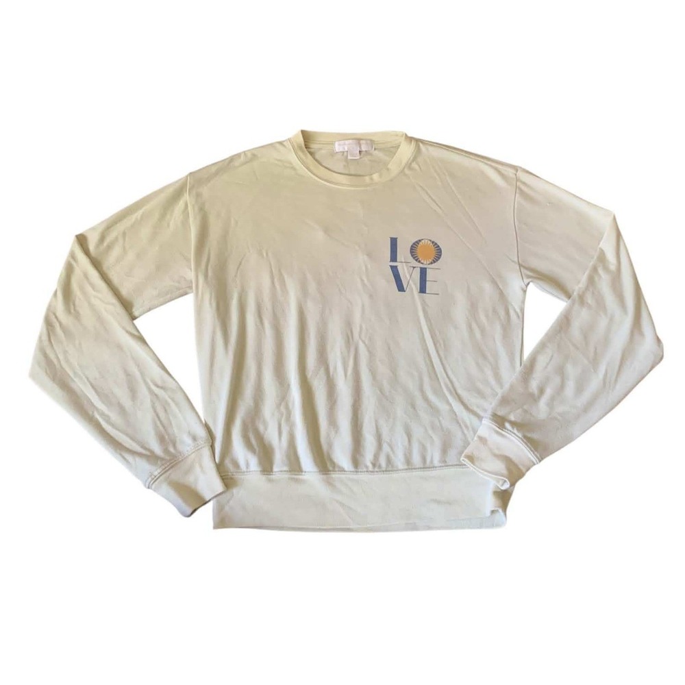 Spiritual Gangster Sweatshirt Small Cream Love Graphic Yoga Boho Athleisure